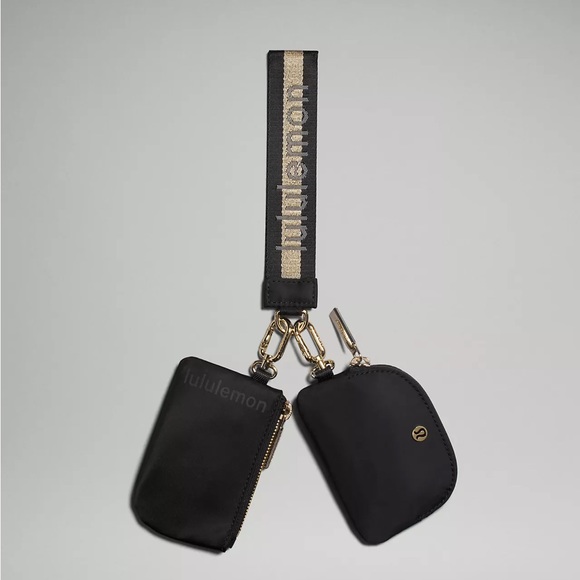 lululemon athletica Handbags - LULULEMON | Dual Pouch Wristlet in Black/Gold/White Opal